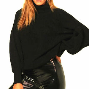 2 FOR $12- Black Balloon Sleeve Sweater
